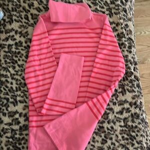 J.Crew Pink and Red Striped Turtleneck Top